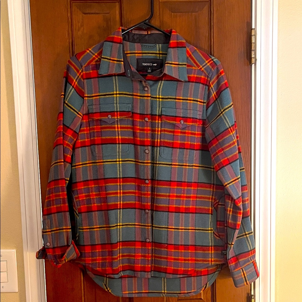 Toad&Co Red and Gray Plaid Button Down Shirt
